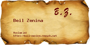 Beil Zenina névjegykártya